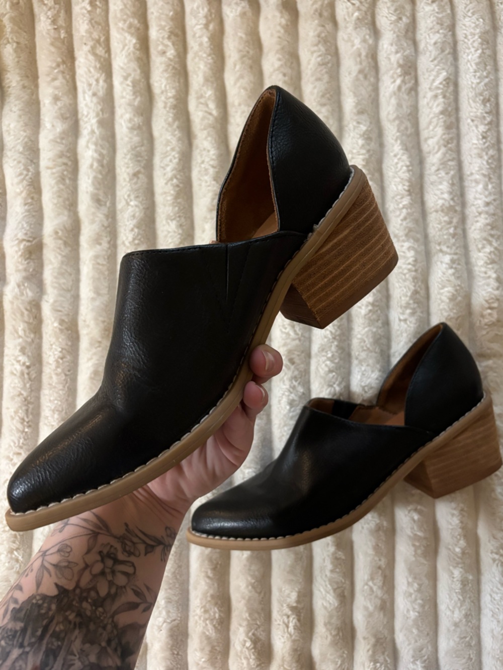Cynthia Rowley Black Leather Cutout Block Heel Mules